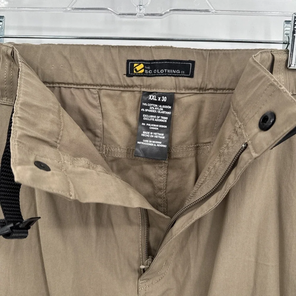 B.C. Clothing Co. Men's Tan Attached Belt Convertible Cargo‎ Pants Size 2XL/32